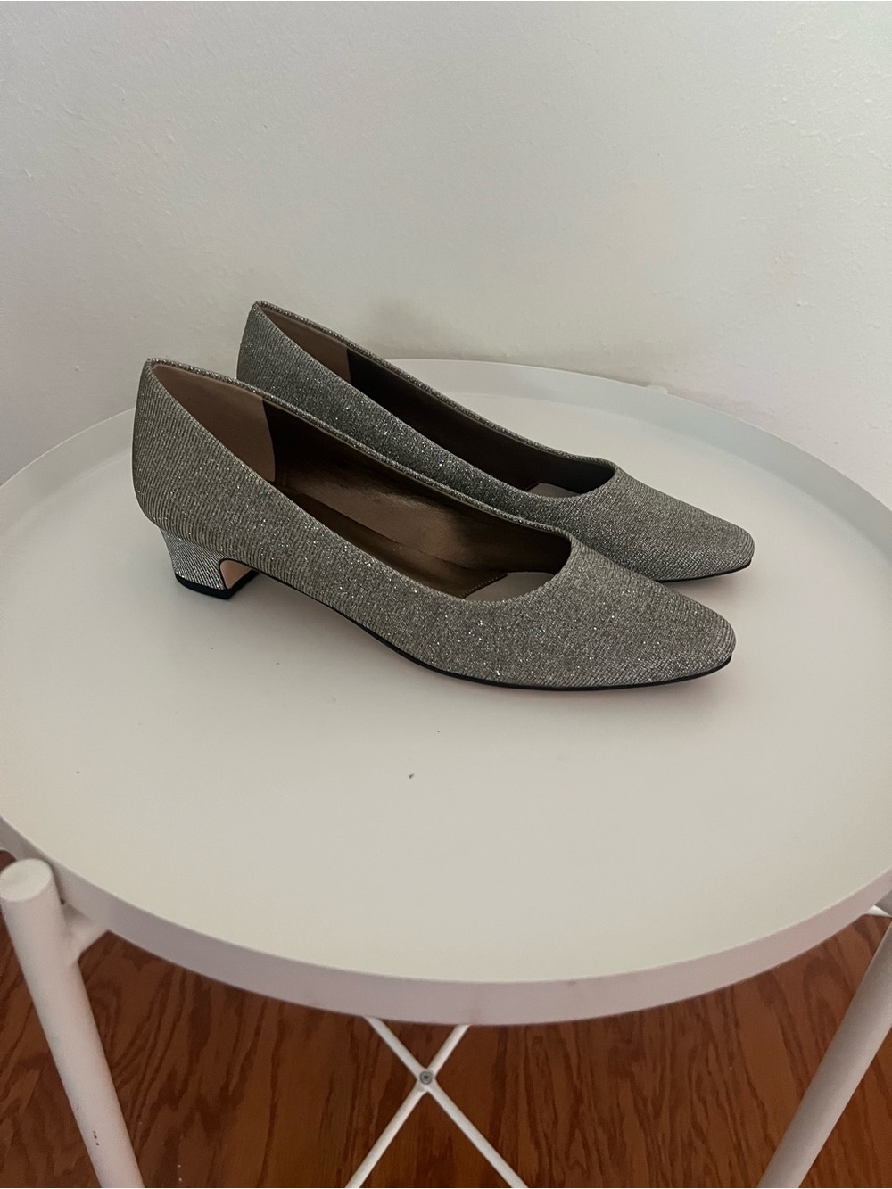 Vaneli Sparkle Pewter Low Block Heel Pumps new never used